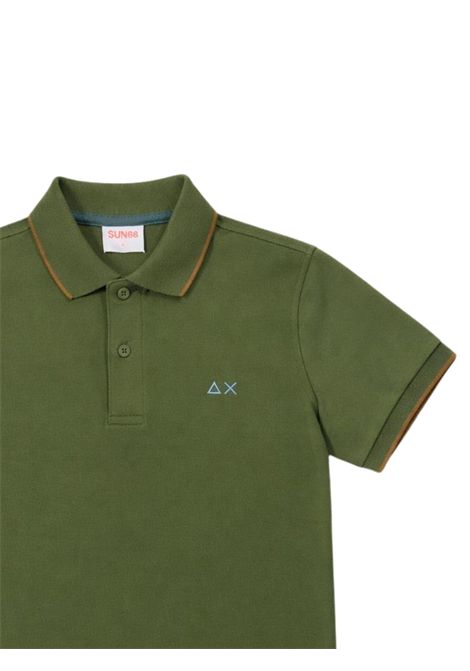 Bottle green cotton polo shirt for children SUN68 | A36311VERDE BOTTIGLIA